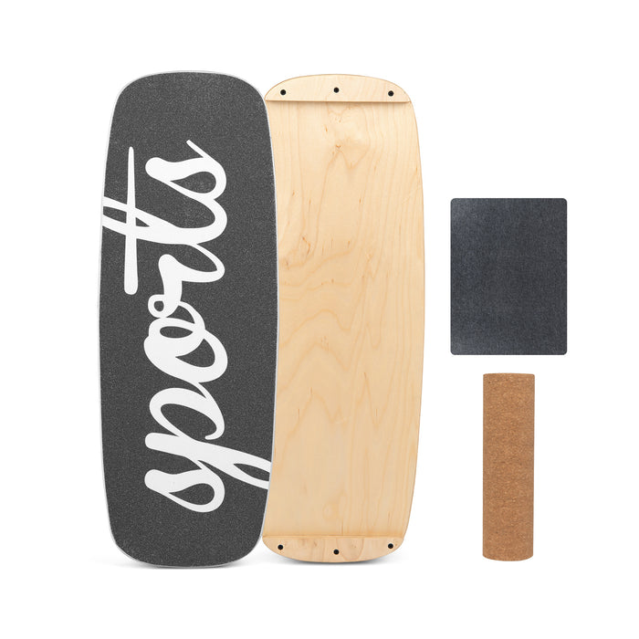 Wooden Balance Board Trainer with Cork Roller Stoppers Felt Mat-