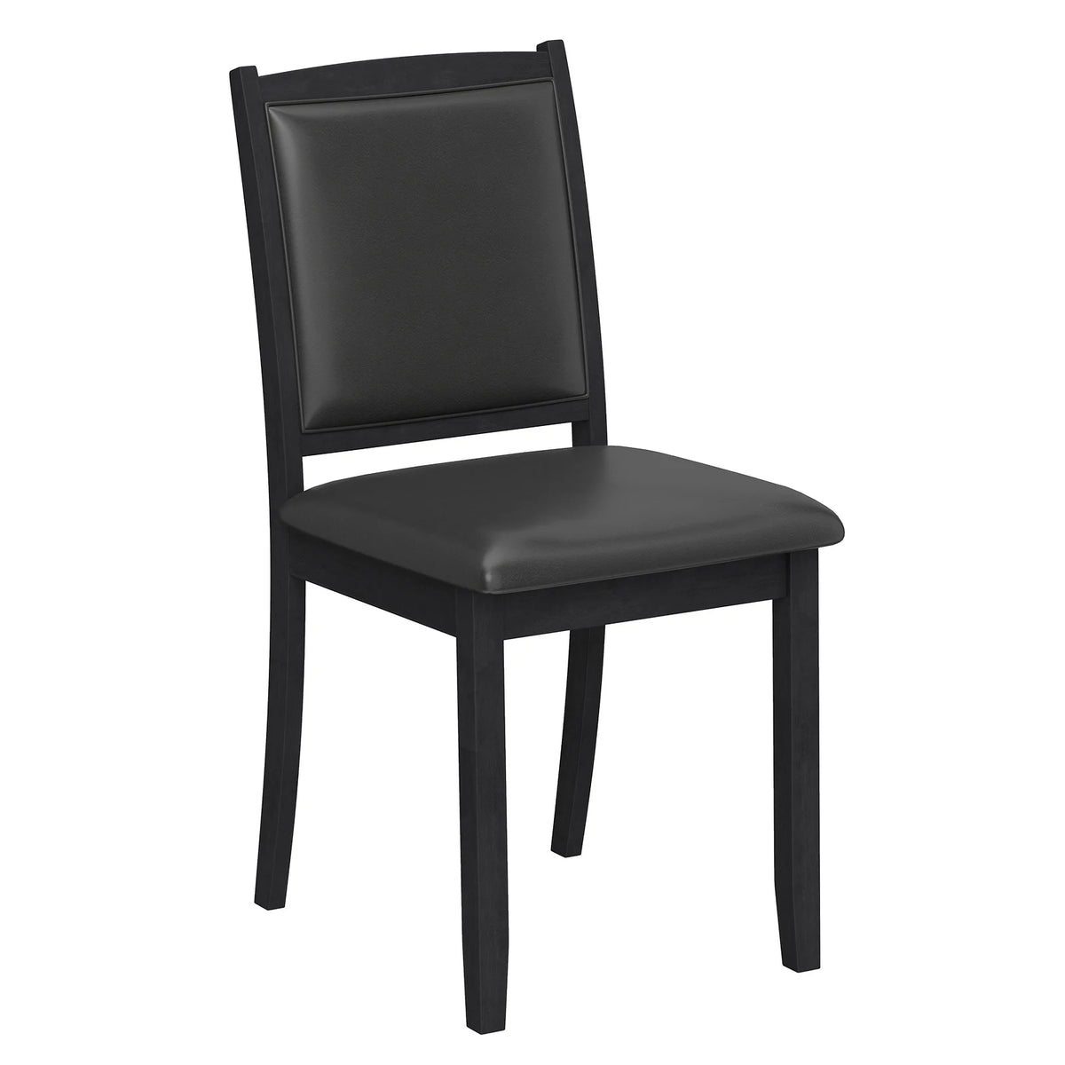 Wooden Dining Chair with Padded Seat and Backrest for Kitchen Dining Room-Black