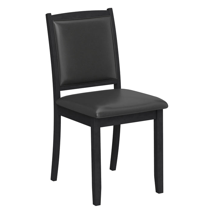 Wooden Dining Chair with Padded Seat and Backrest for Kitchen Dining Room-Black