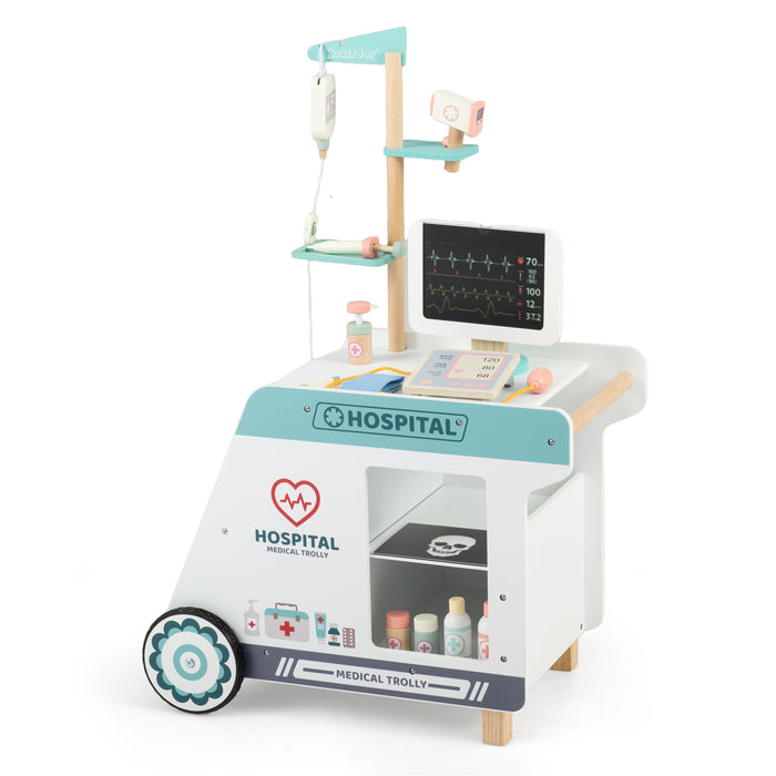 Wooden Doctor Playset Pretend Play Doctor Kit with Cart-