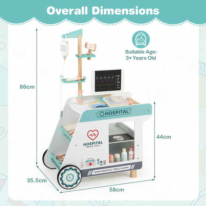 Wooden Doctor Playset Pretend Play Doctor Kit with Cart-