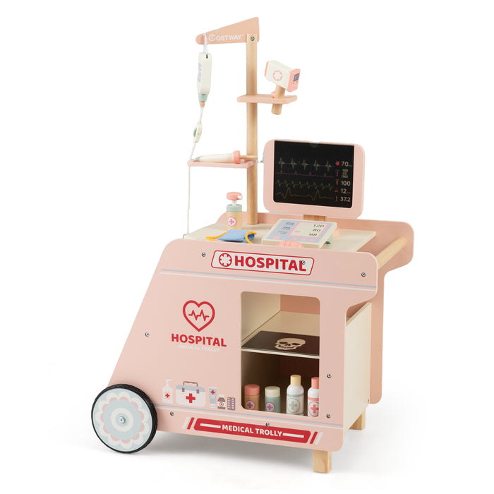 Wooden Doctor Playset Pretend Play Doctor Kit with Cart-
