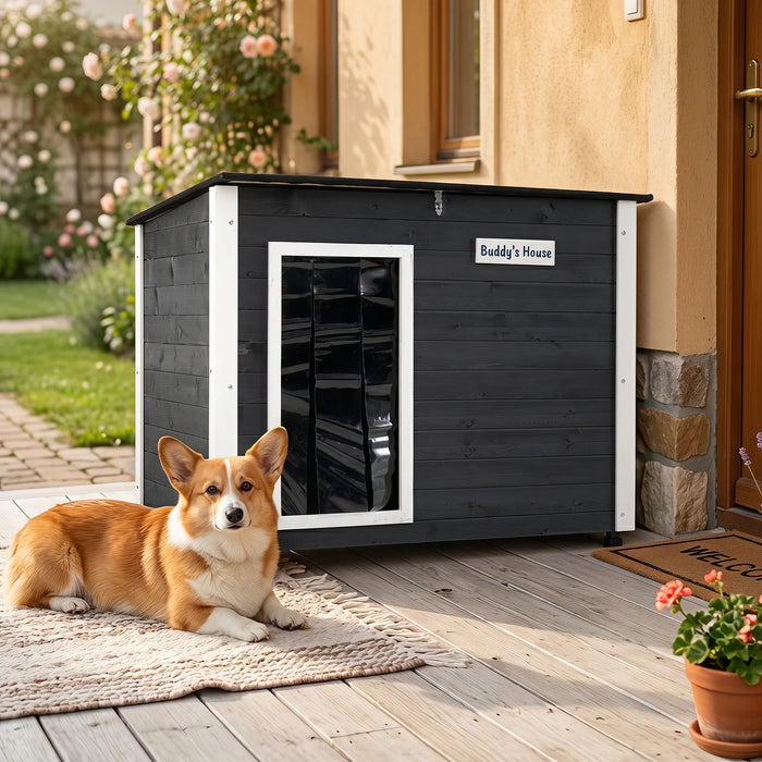 Wooden Dog House Outdoor with Natural Spruce Wood Frame-S