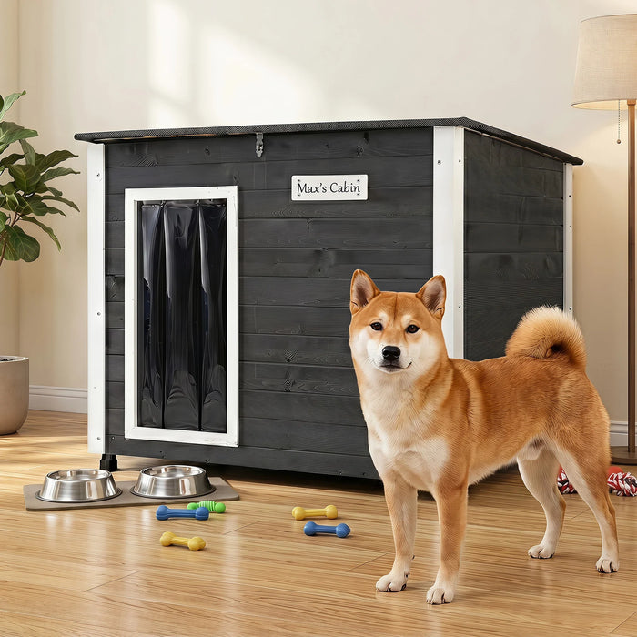 Wooden Dog House Outdoor with Natural Spruce Wood Frame-S