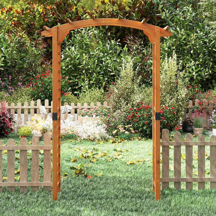 Wooden Garden Arch with Wide Top and Side Trellis for Climbing Plants-