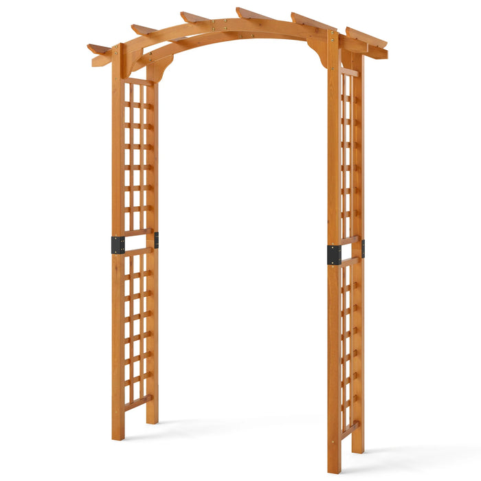 Wooden Garden Arch with Wide Top and Side Trellis for Climbing Plants-