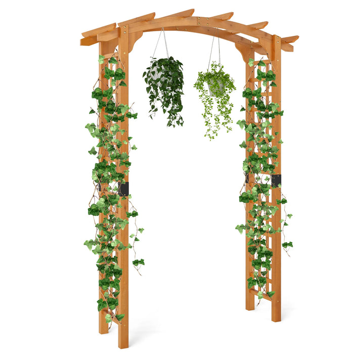 Wooden Garden Arch with Wide Top and Side Trellis for Climbing Plants-