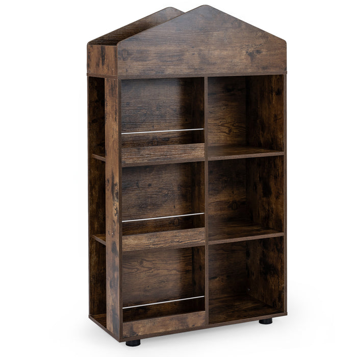 Wooden Kids Bookshelf and Toy Storage with Multiple Compartments-