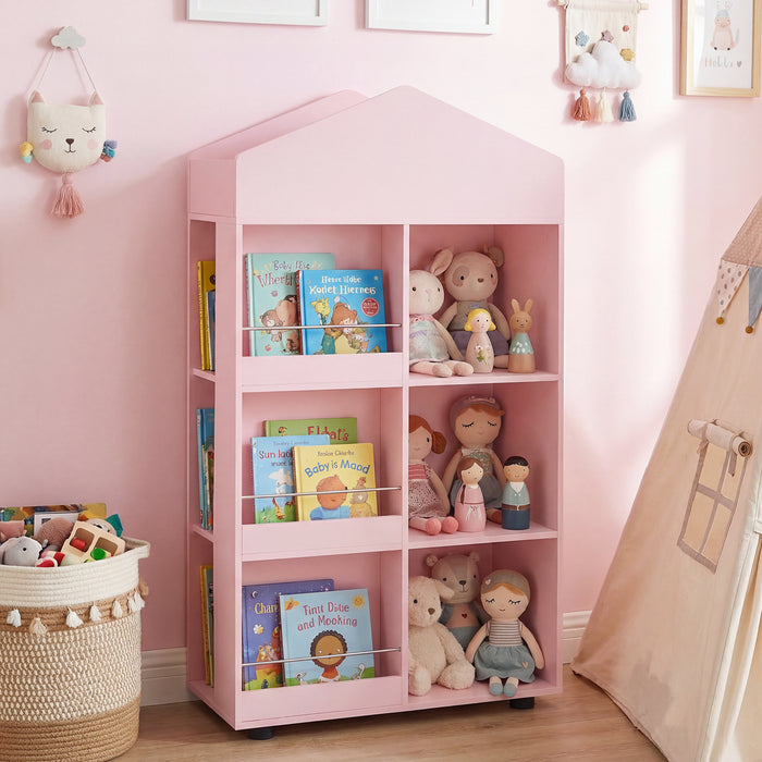 Wooden Kids Bookshelf and Toy Storage with Multiple Compartments-