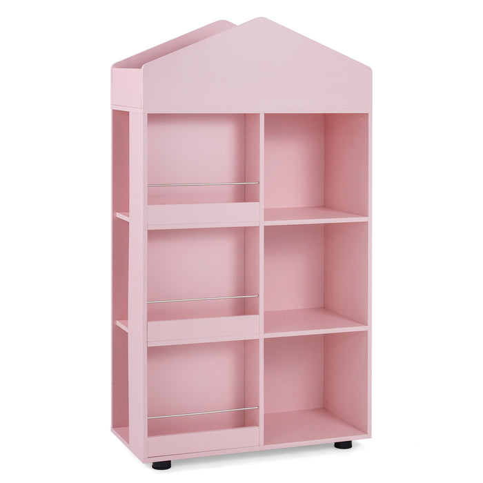 Wooden Kids Bookshelf and Toy Storage with Multiple Compartments-