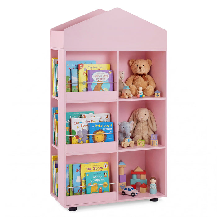 Wooden Kids Bookshelf and Toy Storage with Multiple Compartments-