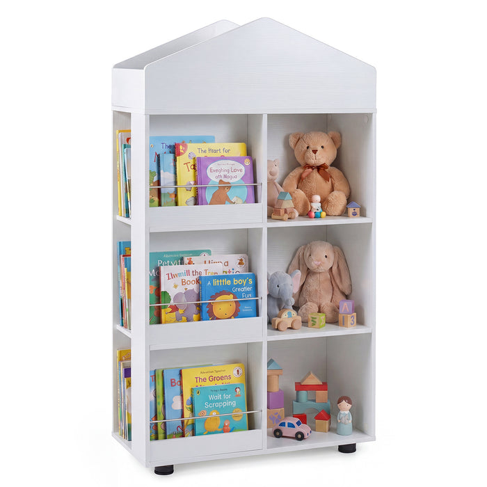 Wooden Kids Bookshelf and Toy Storage with Multiple Compartments-
