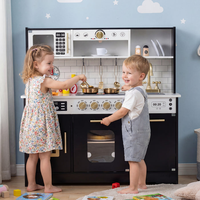 Wooden Kitchen Playset with Realistic Lights and Sounds-White