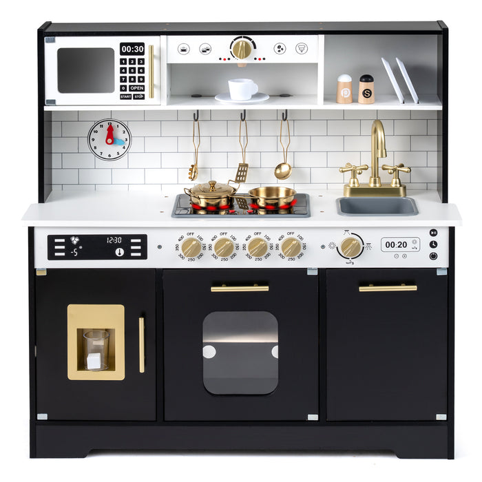 Wooden Kitchen Playset with Realistic Lights and Sounds-White