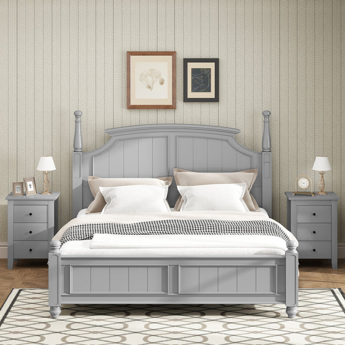 Wooden Nightstand Set of 2 with 3 Drawers and Stable Structure-