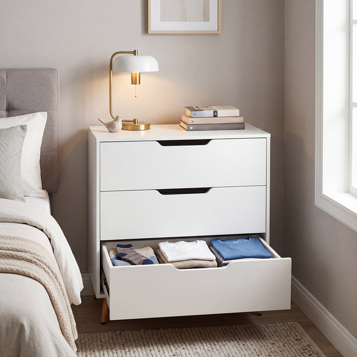 Wooden Nightstand with Anti Tipping Kits and Tall Storage for Living Room-