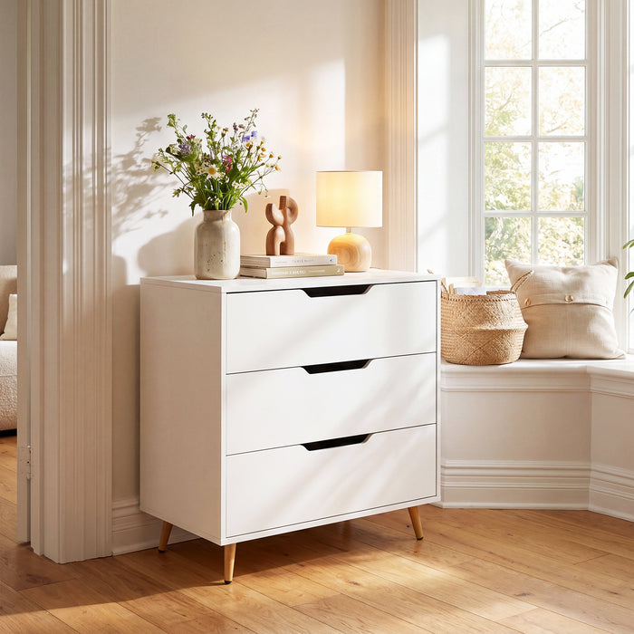 Wooden Nightstand with Anti Tipping Kits and Tall Storage for Living Room-