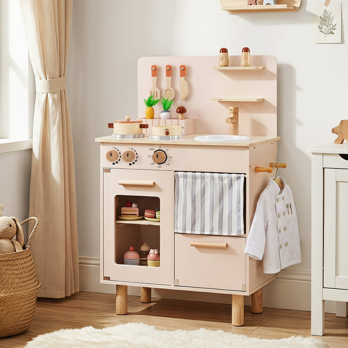 Wooden Play Kitchen Role-Play Gift for Girls and Boys Ages 3+-