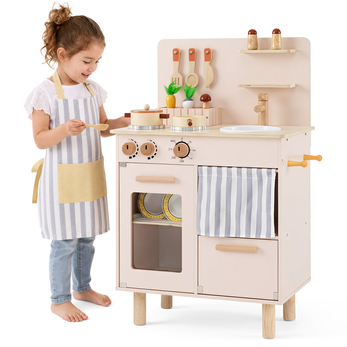 Wooden Play Kitchen Role-Play Gift for Girls and Boys Ages 3+-