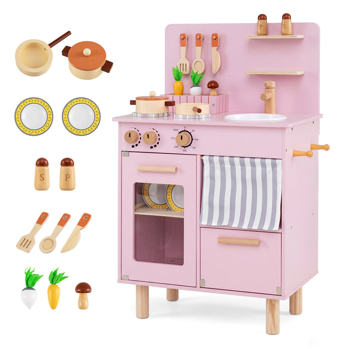 Wooden Play Kitchen Role-Play Gift for Girls and Boys Ages 3+-