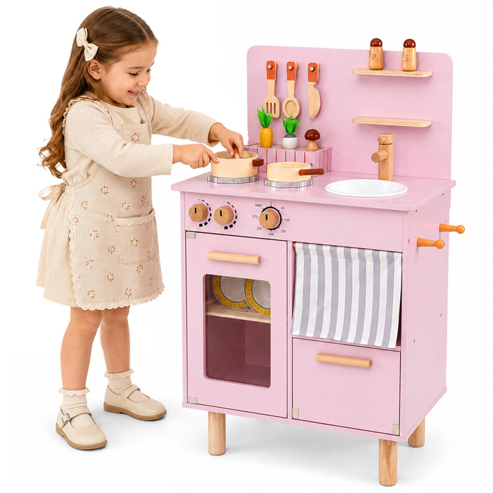 Wooden Play Kitchen Role-Play Gift for Girls and Boys Ages 3+-