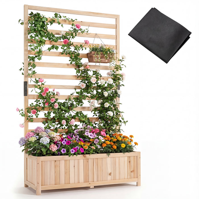 Wooden Raised Garden Bed 150 cm Tall Elevated Planter Box with Vertical Trellis-