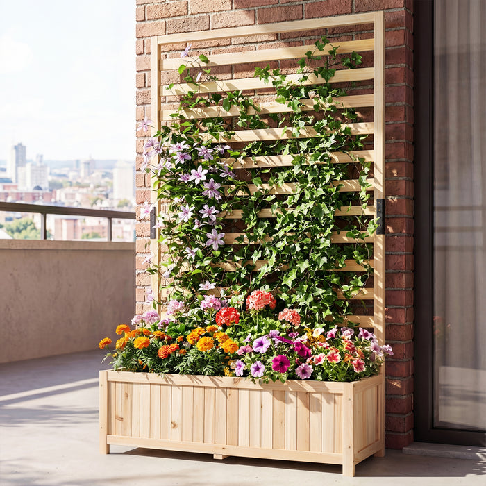 Wooden Raised Garden Bed 150 cm Tall Elevated Planter Box with Vertical Trellis-