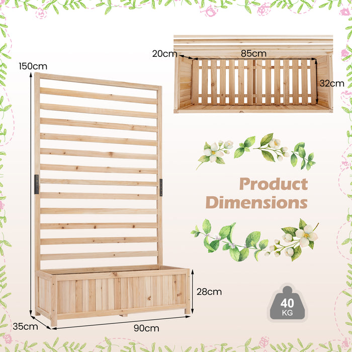 Wooden Raised Garden Bed 150 cm Tall Elevated Planter Box with Vertical Trellis-