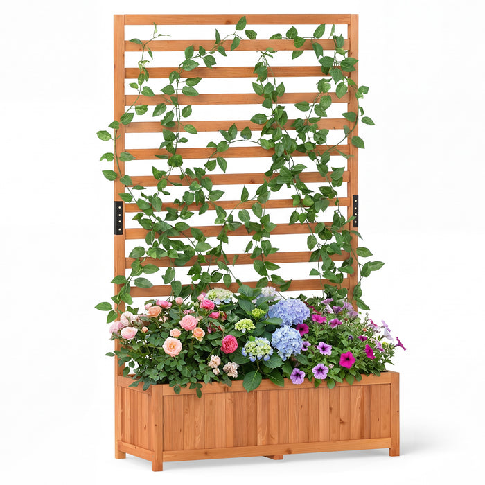 Wooden Raised Garden Bed 150 cm Tall Elevated Planter Box with Vertical Trellis-