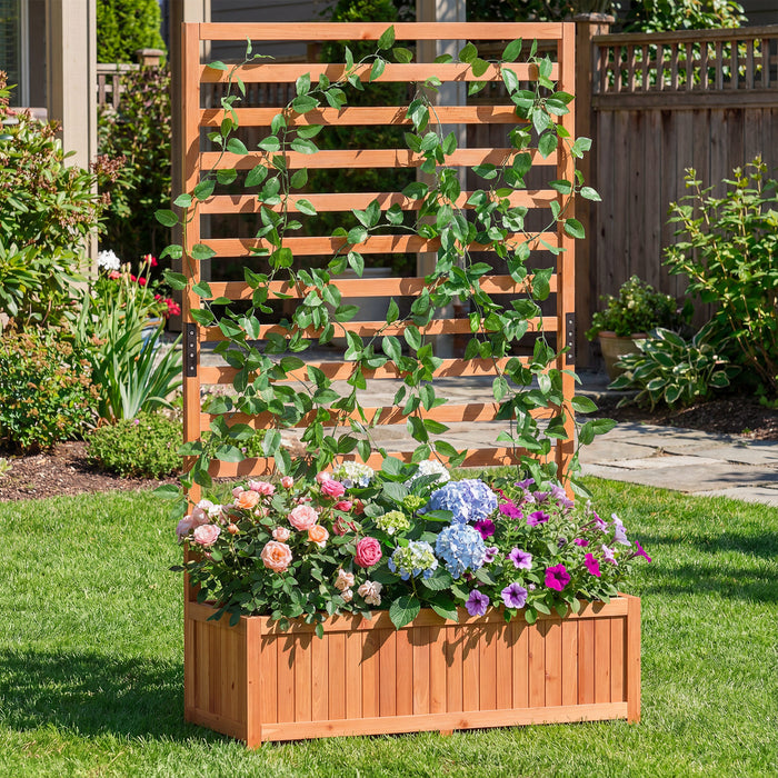 Wooden Raised Garden Bed 150 cm Tall Elevated Planter Box with Vertical Trellis-