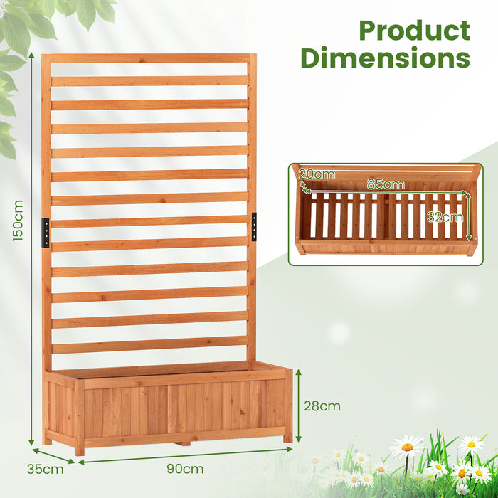 Wooden Raised Garden Bed 150 cm Tall Elevated Planter Box with Vertical Trellis-