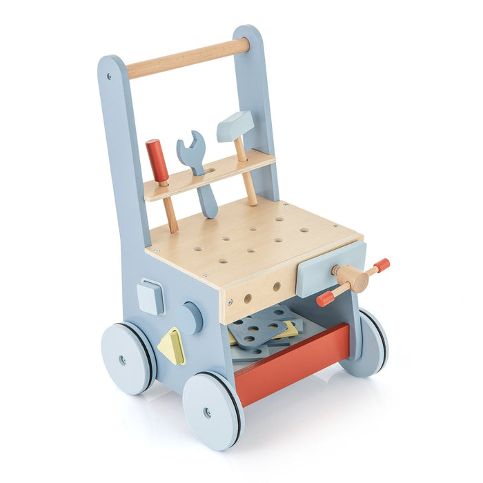 2-in-1 Wooden Baby Push Walker with Multi-