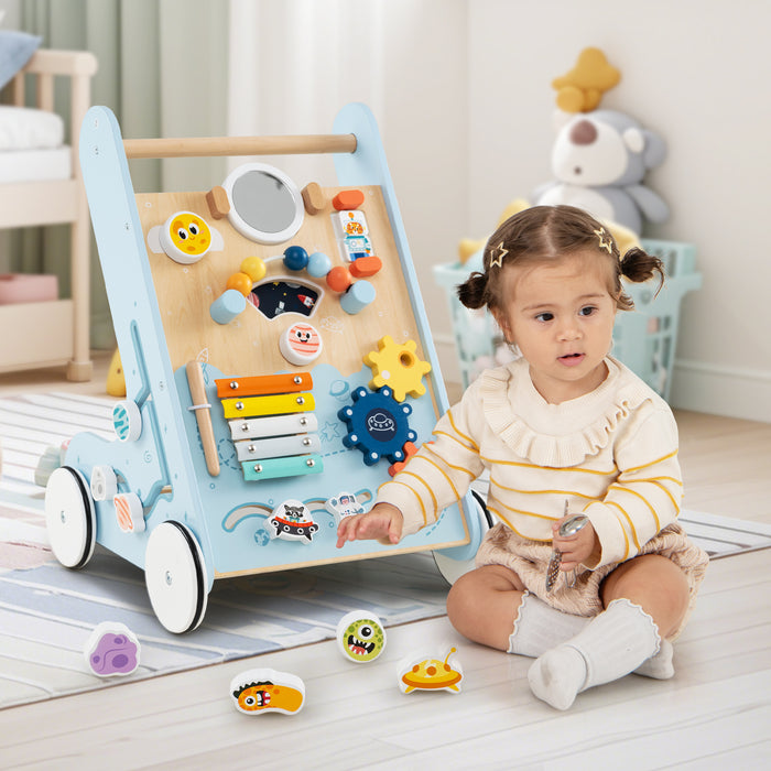 Wooden Baby Walker with Wheels for Boys and Girls 1+ Years Old-
