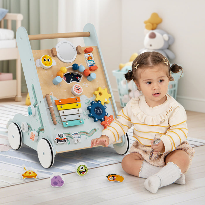 Wooden Baby Walker with Wheels for Boys and Girls 1+ Years Old-