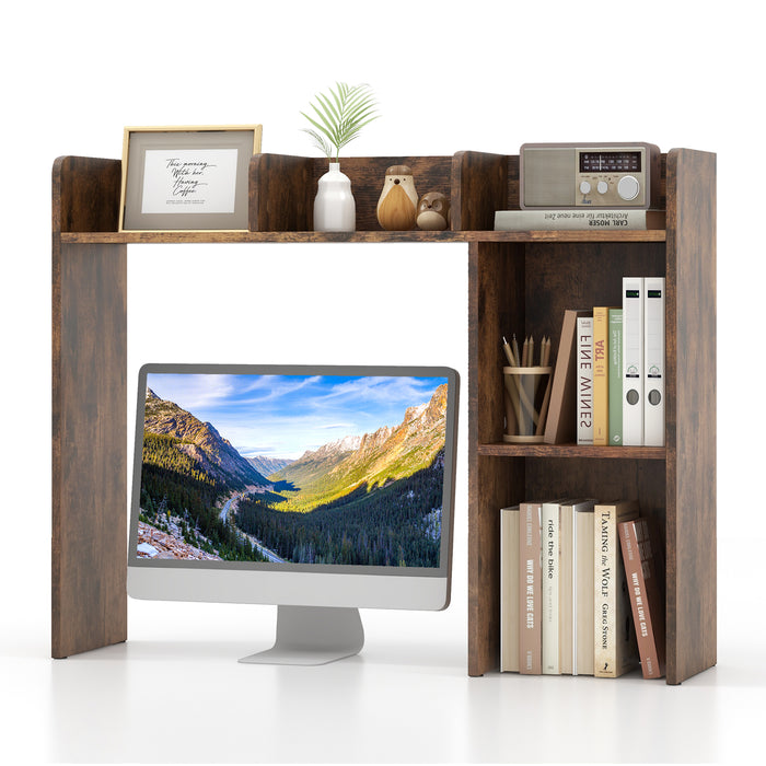 Wooden Desk Bookshelf - 4-Tier Open Back Design - Ideal for Home Office Storage Solution