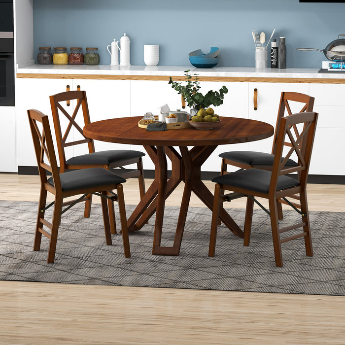 Wooden Dining Chair Set of 4 Folding Chairs with Padded Seat