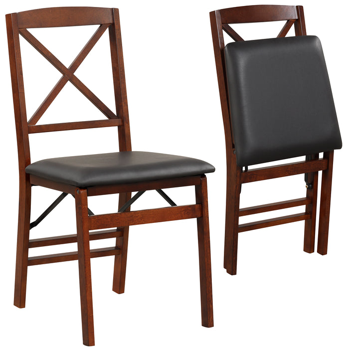 Wooden Dining Chair Set of 4 Folding Chairs with Padded Seat
