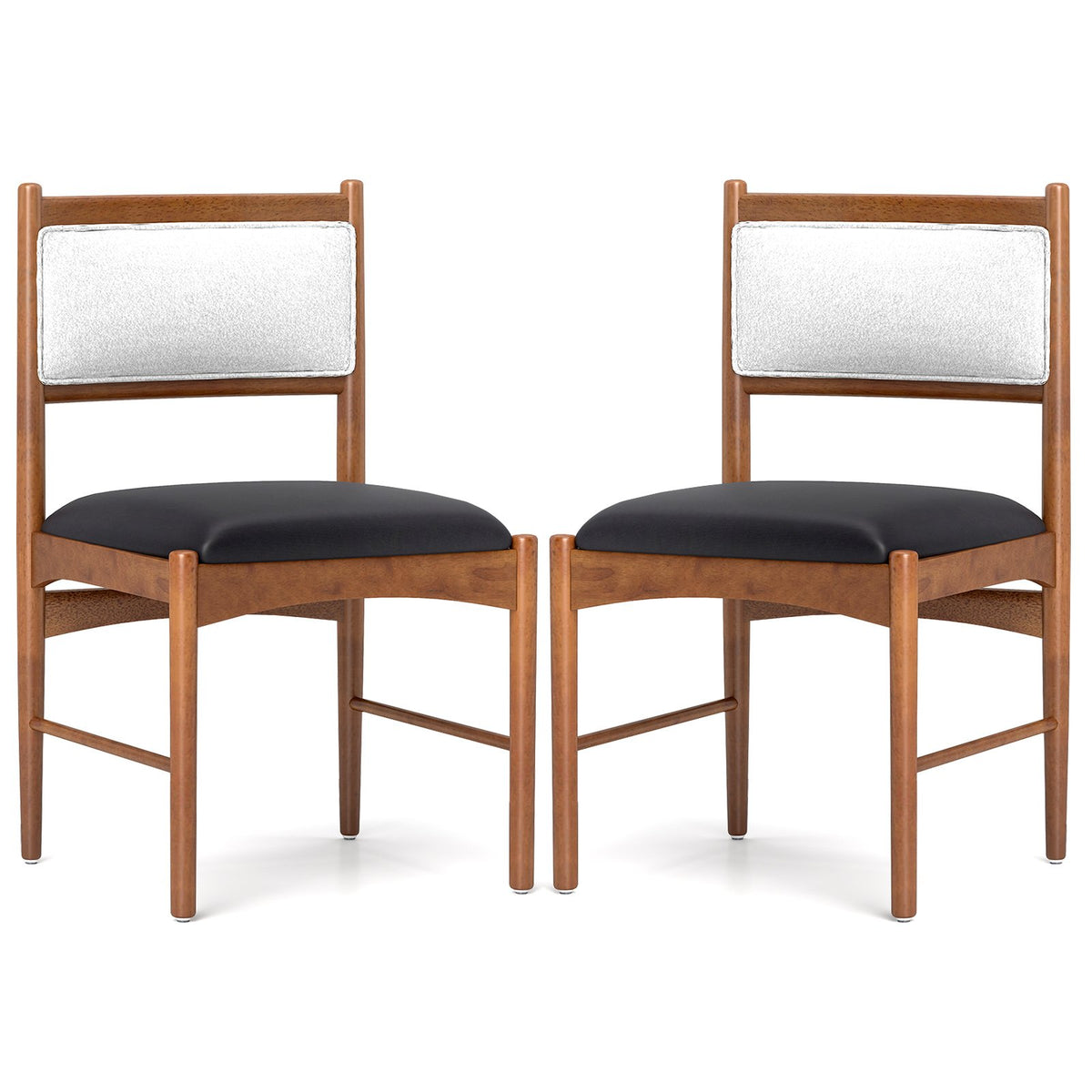 Wooden Dining Chair with Rubber Wood Frame Set of 2-Walnut