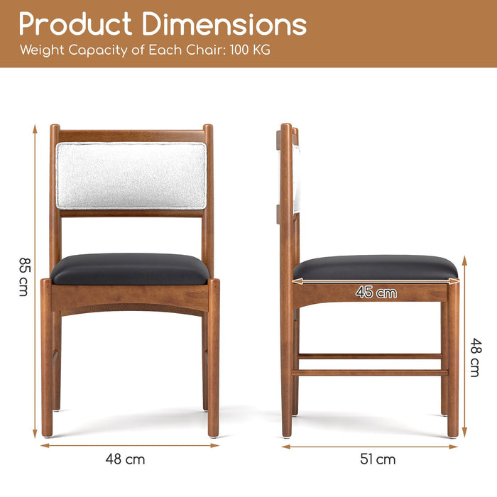 Wooden Dining Chair with Rubber Wood Frame Set of 2-Walnut