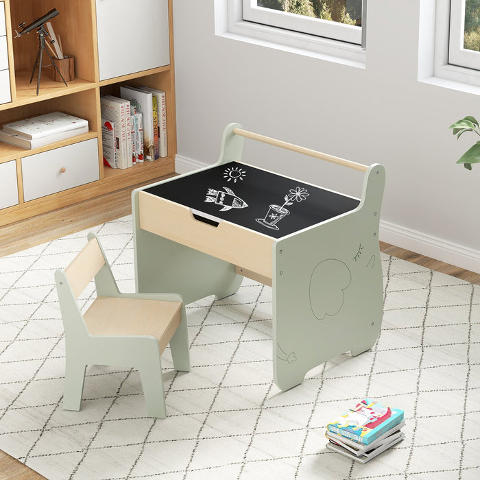 Wooden Kids Activity Table and Chair Set with 2 in 1 Detachable Tabletop-