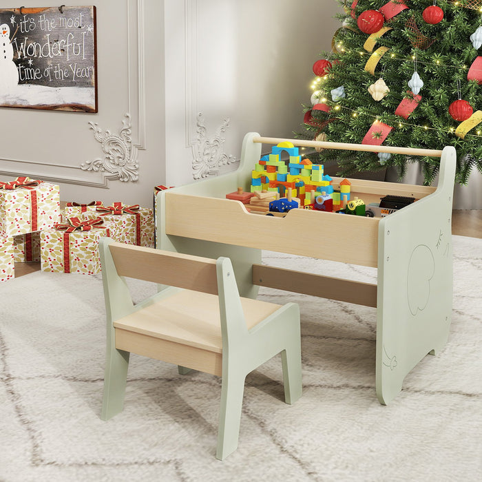 Wooden Kids Activity Table and Chair Set with 2 in 1 Detachable Tabletop-