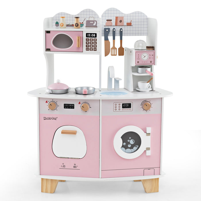 Wooden Kids Kitchen Playset with Coffee Maker for 3+ Years Old-