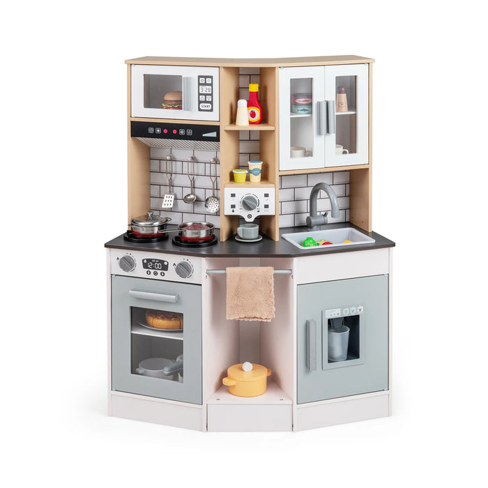 Wooden Kitchen Playset with Sound and Light for Boys Girls-