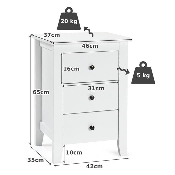 Wooden Nightstand Furniture Piece - 3 Drawers and Stable Structure - Ideal Storage Solution for Bedside Essentials