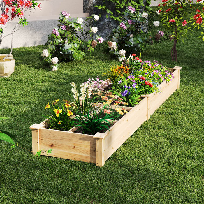 Wooden Raised Garden Bed with 2 Planter Boxes and Dividers-