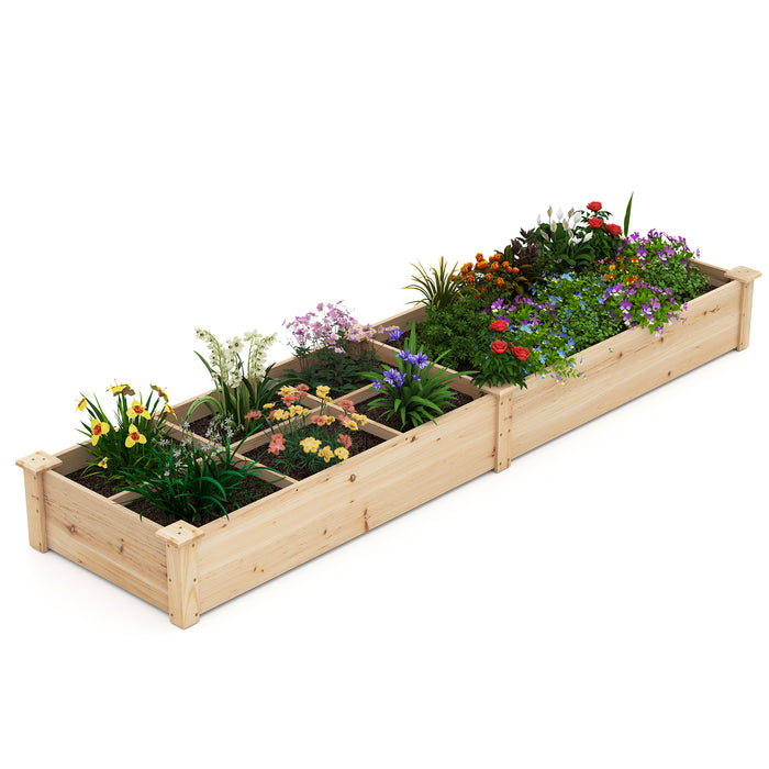 Wooden Raised Garden Bed with 2 Planter Boxes and Dividers-
