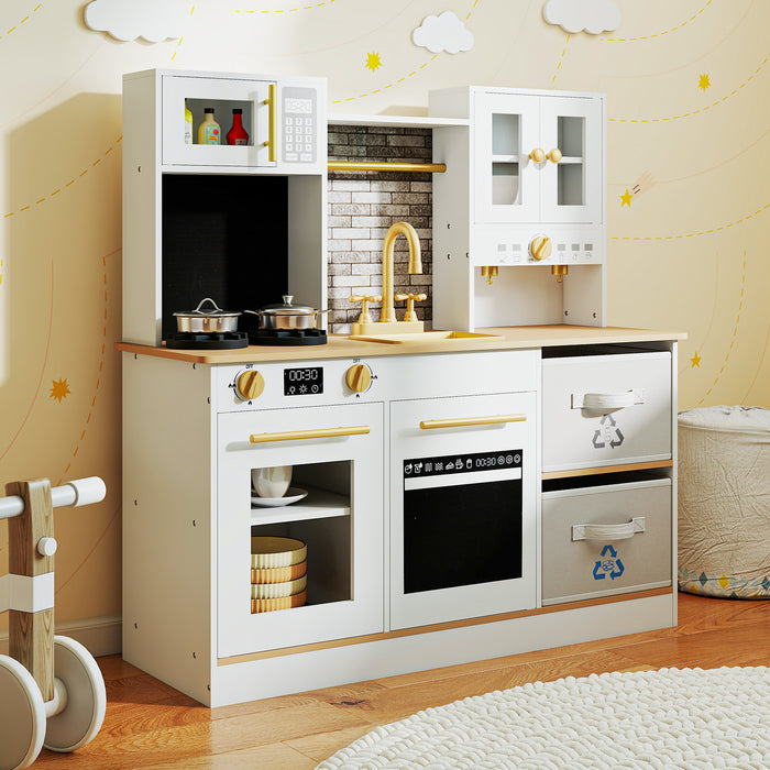 Wooden play kitchen with stove and sounds childrens kitchen with sink-