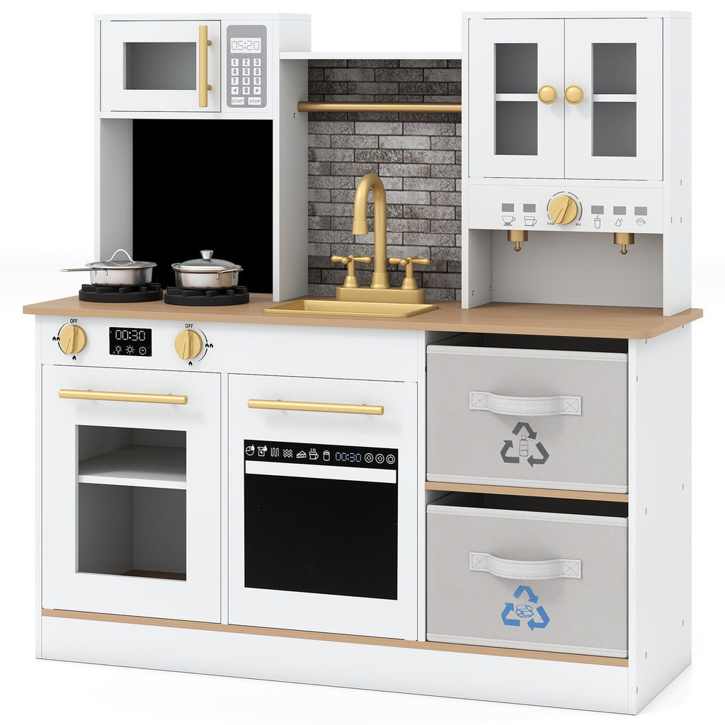 Wooden play kitchen with stove and sounds childrens kitchen with sink-