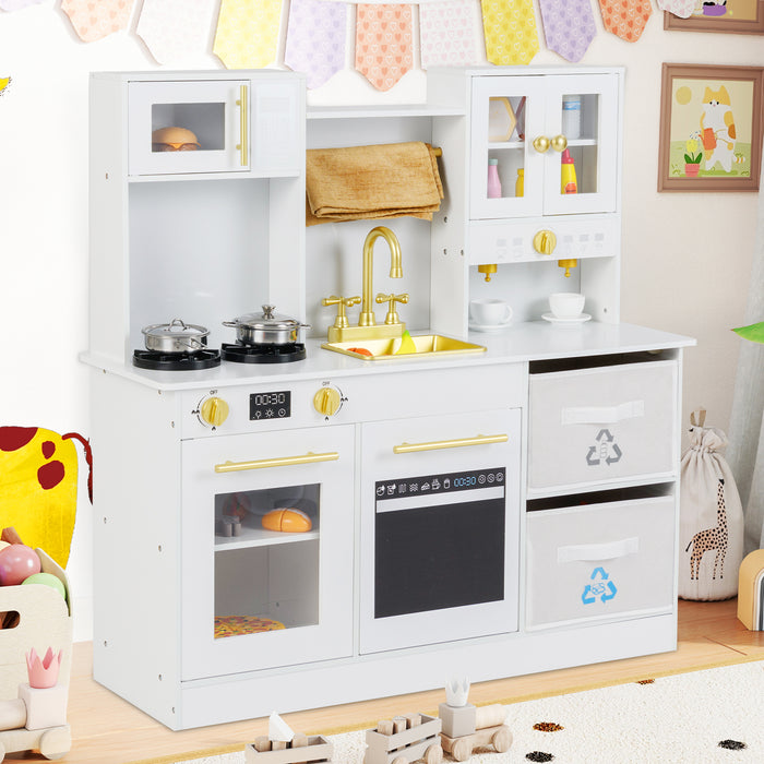 Wooden play kitchen with stove and sounds childrens kitchen with sink-