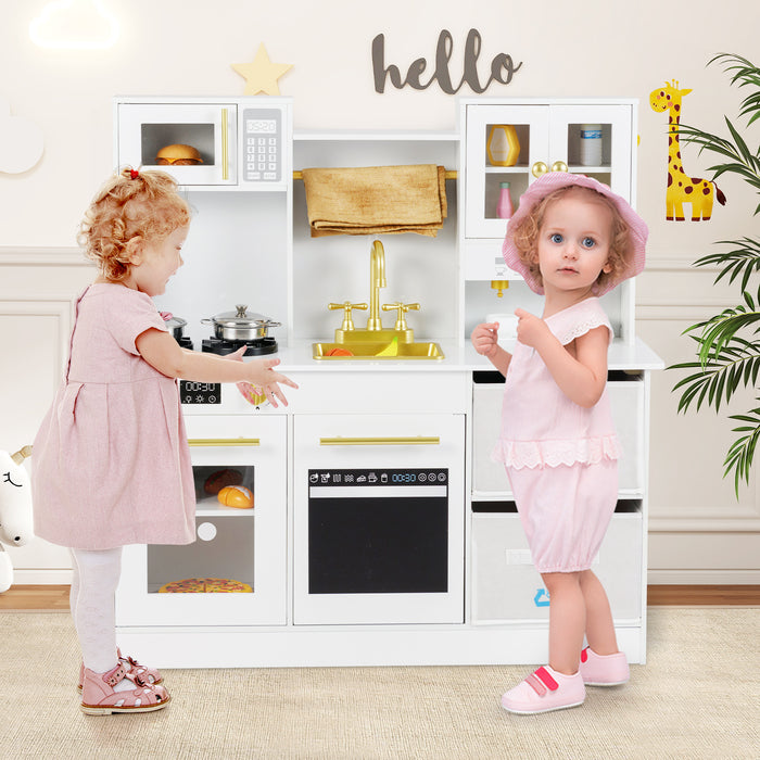Wooden play kitchen with stove and sounds childrens kitchen with sink-